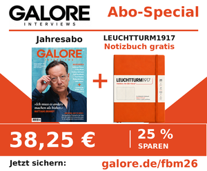 Werbebanner GALORE - Jahresabo für 38,25 € + Notizbuch gratis