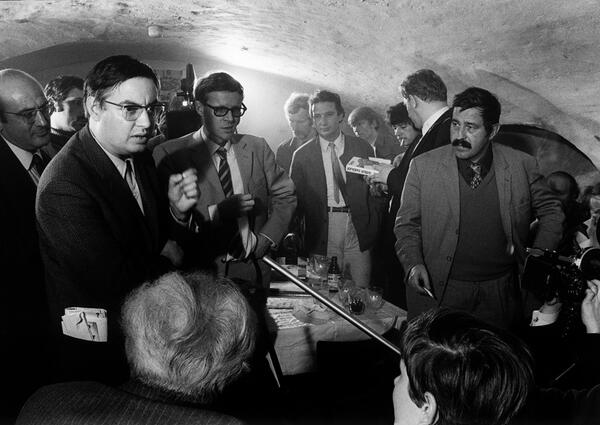 Author Günter Grass (right) with Rudi Arndt (left)