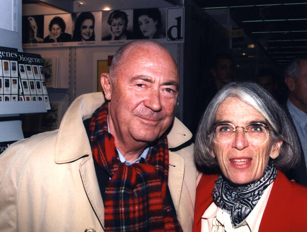 Swiss publisher Daniel Keel (left) with writer Donna Leon (right)