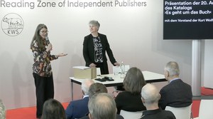 Präsentation der 20. Ausgabe des Katalogs ›Es geht um das Buch‹ mit dem Vorstand der Kurt Wolff Stiftung