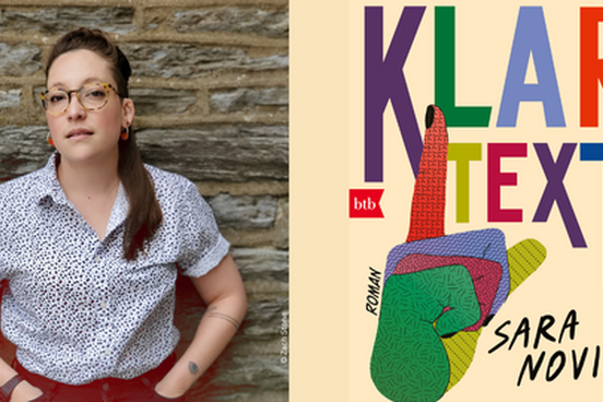 Die Autorin Sara Novic (links) und ihr Buch "Klartext" (Originaltitel True Biz; Penguin Random House) 