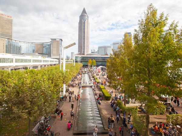 Skyline bei der Frankfurter Buchmesse