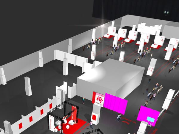 3-D-Ansicht Eingangsbereich und Signiertische Meet The Author