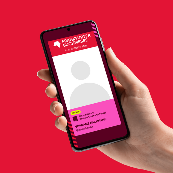 Mockup von einer Social Media Story, die die Teilnahme an der Frankfurter Buchmesse ankündigt,
